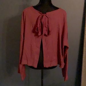 Free People burgundy split back top